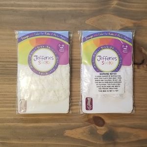 NWT Jefferies Socks Ruffle Tights in White & Ivory